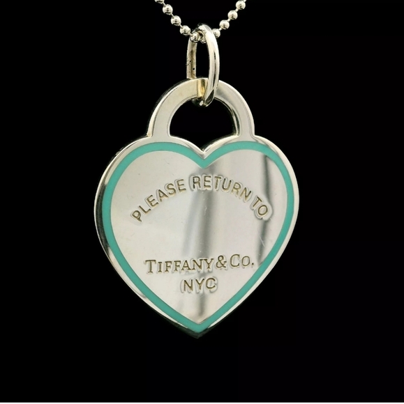 Tiffany & Co. RTT Blue Enamel Rim Heart Pendant New - Picture 3 of 6